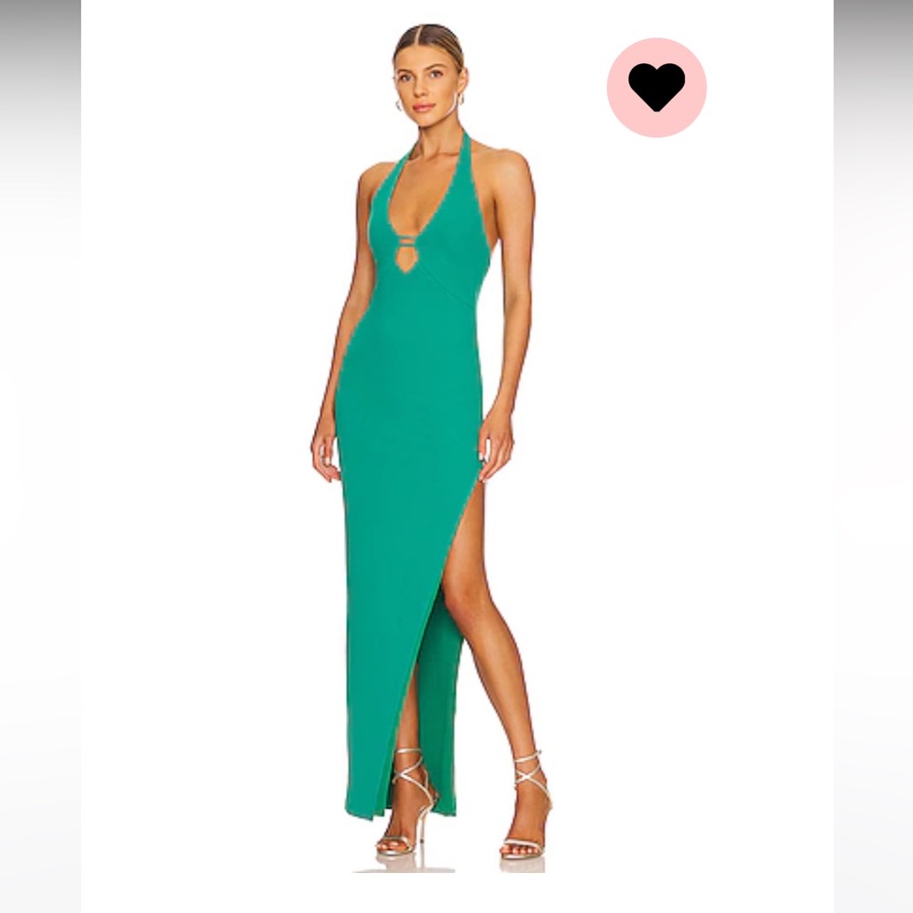 Green Backless Halter Maxi Dress with Slit